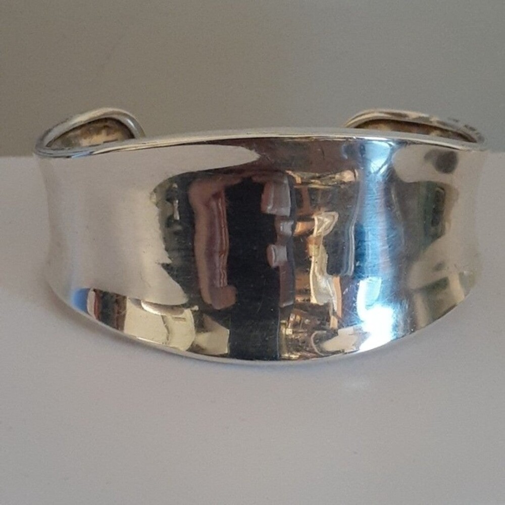 cuff bracelet solid sterling silver 925 Wide thick heavy modern minimal luxury